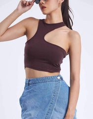 SZ Iconic Asymmetrical Shoulder Crop Top