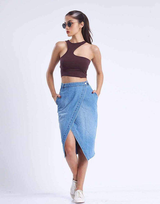 SZ Iconic Asymmetrical Shoulder Crop Top